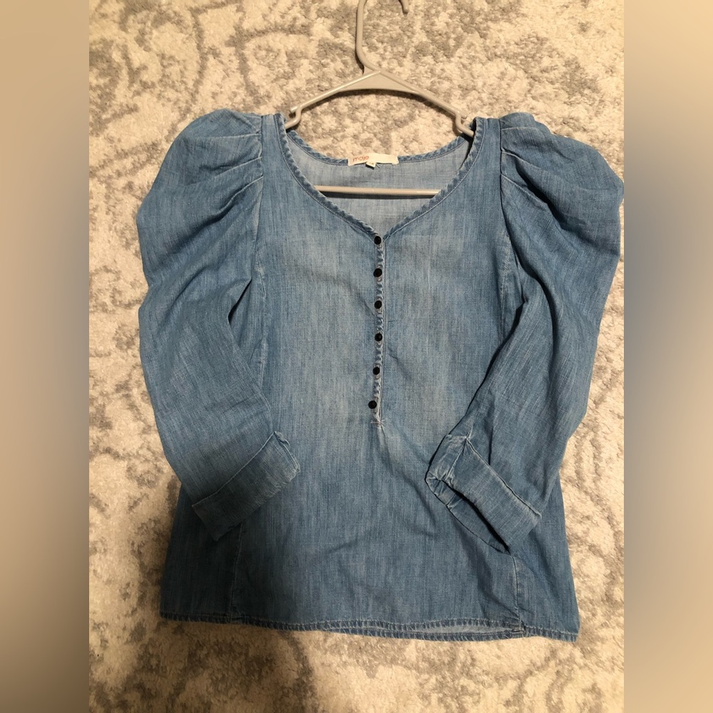 Maje puff sleeves denim top
